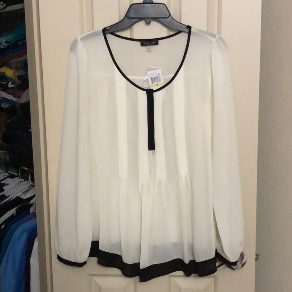 Sheer, long sleeve blouse